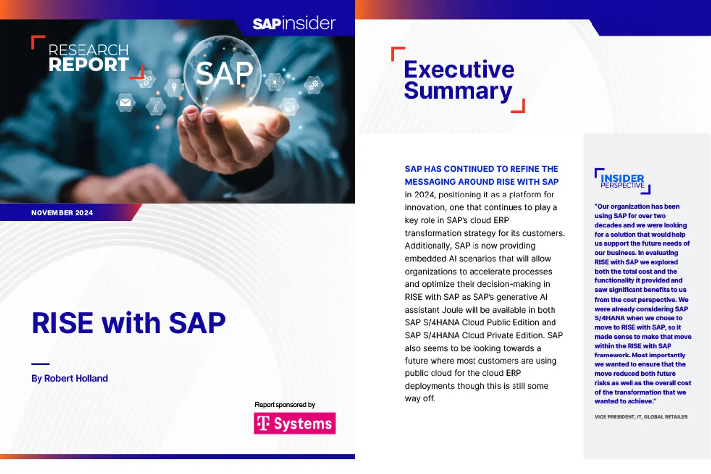Cover and the next page as a screenshot showing the report: RISE with SAP Benchmark Report