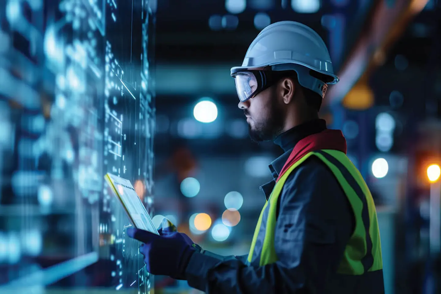 Ein Ingenieur analysiert Daten in der Fertigungsindustrie