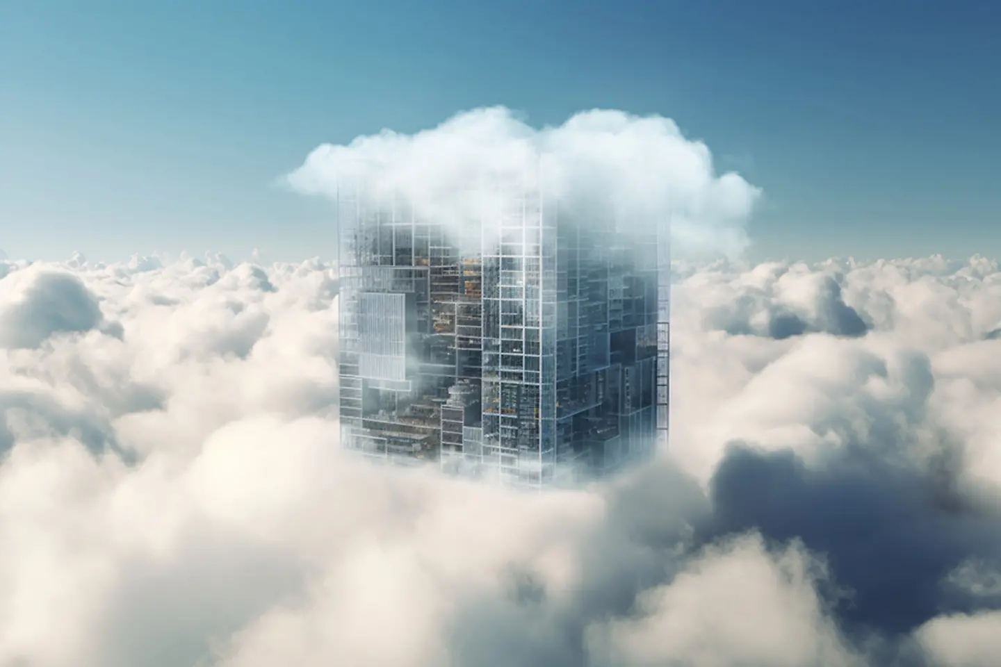 Rascacielos moderno en las nubes