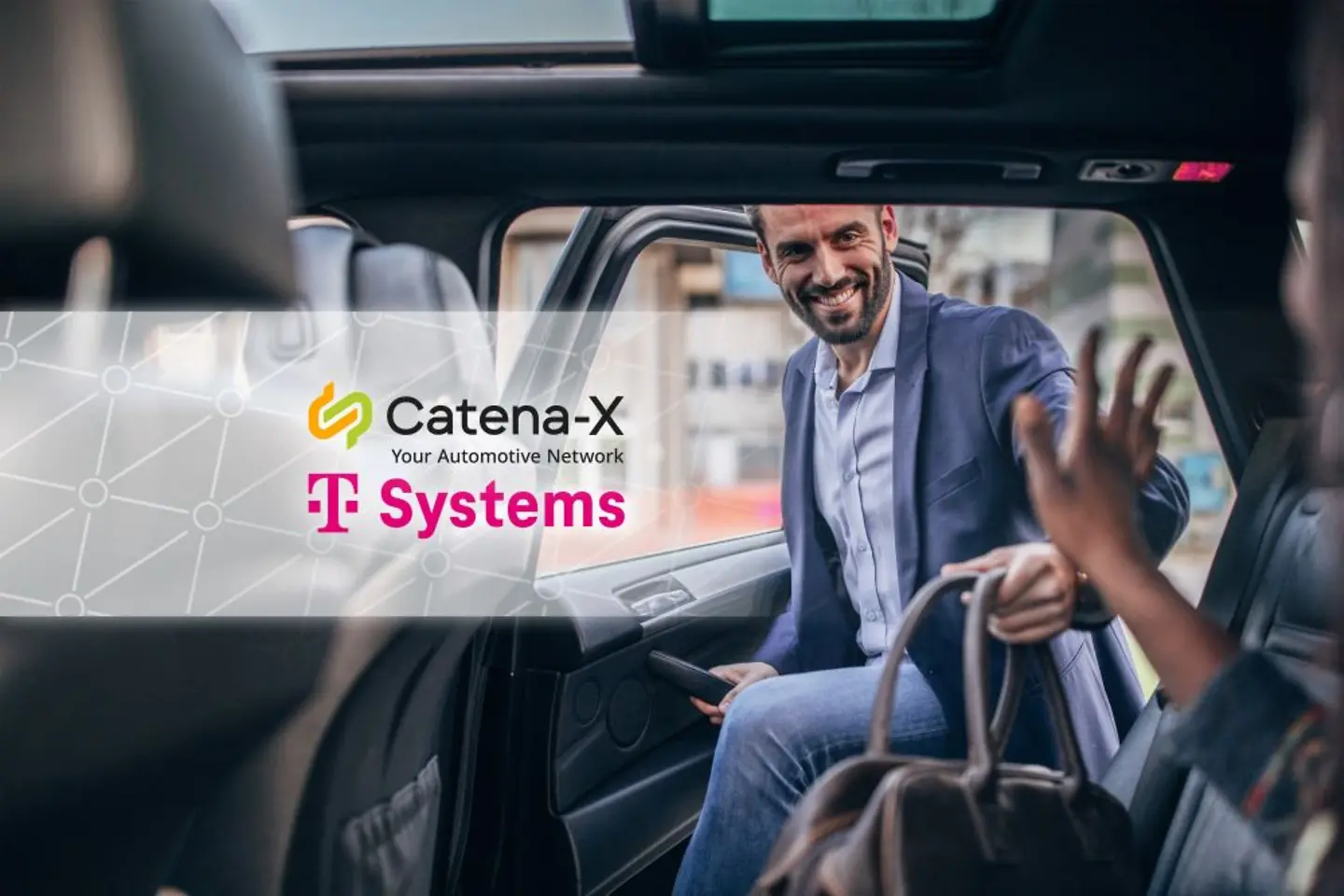 Businessman enters a car