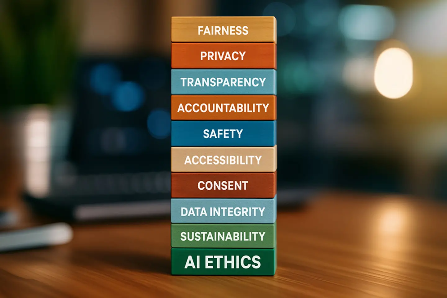 Aspectos éticos da IA: equidade, proteção de dados, transparência, segurança, acessibilidade, integridade dos dados do usuário 