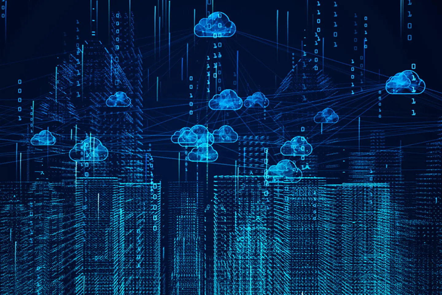 Gráfico dinámico: ciudad inteligente con computación en la nube e inteligencia artificial