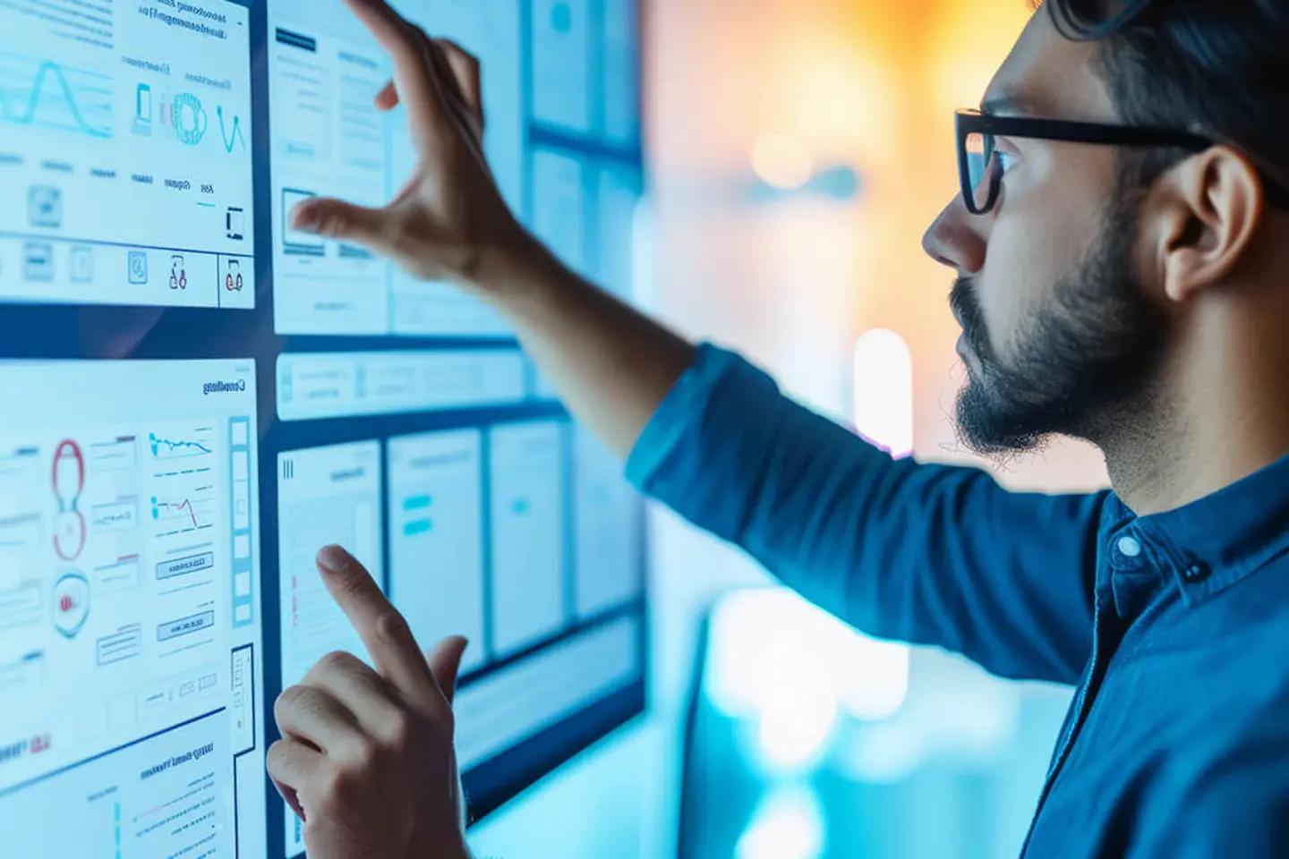 O designer de UX trabalha em um site de portal para melhorar a experiência do cliente