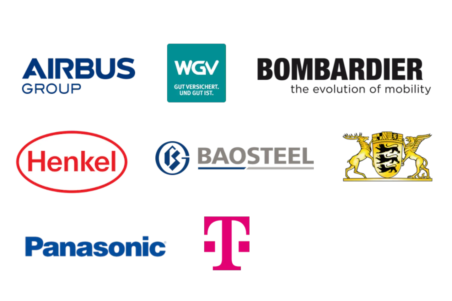 Sieben Kundenlogos