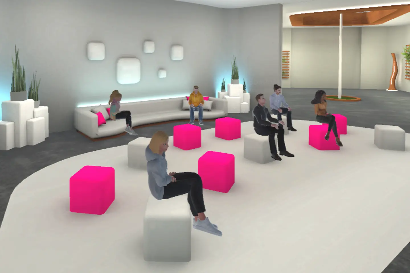 Virtuelle Darstellung des Innovation Centers mit mehreren Avataren