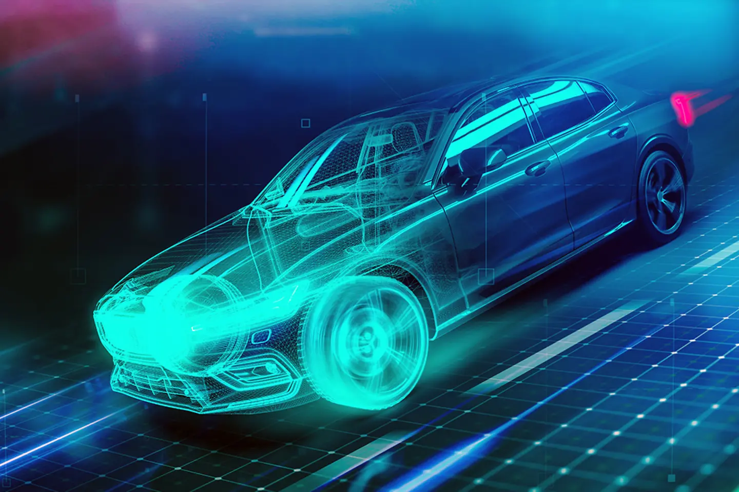 Ilustración 3D de coche deportivo futurista de alta velocidad