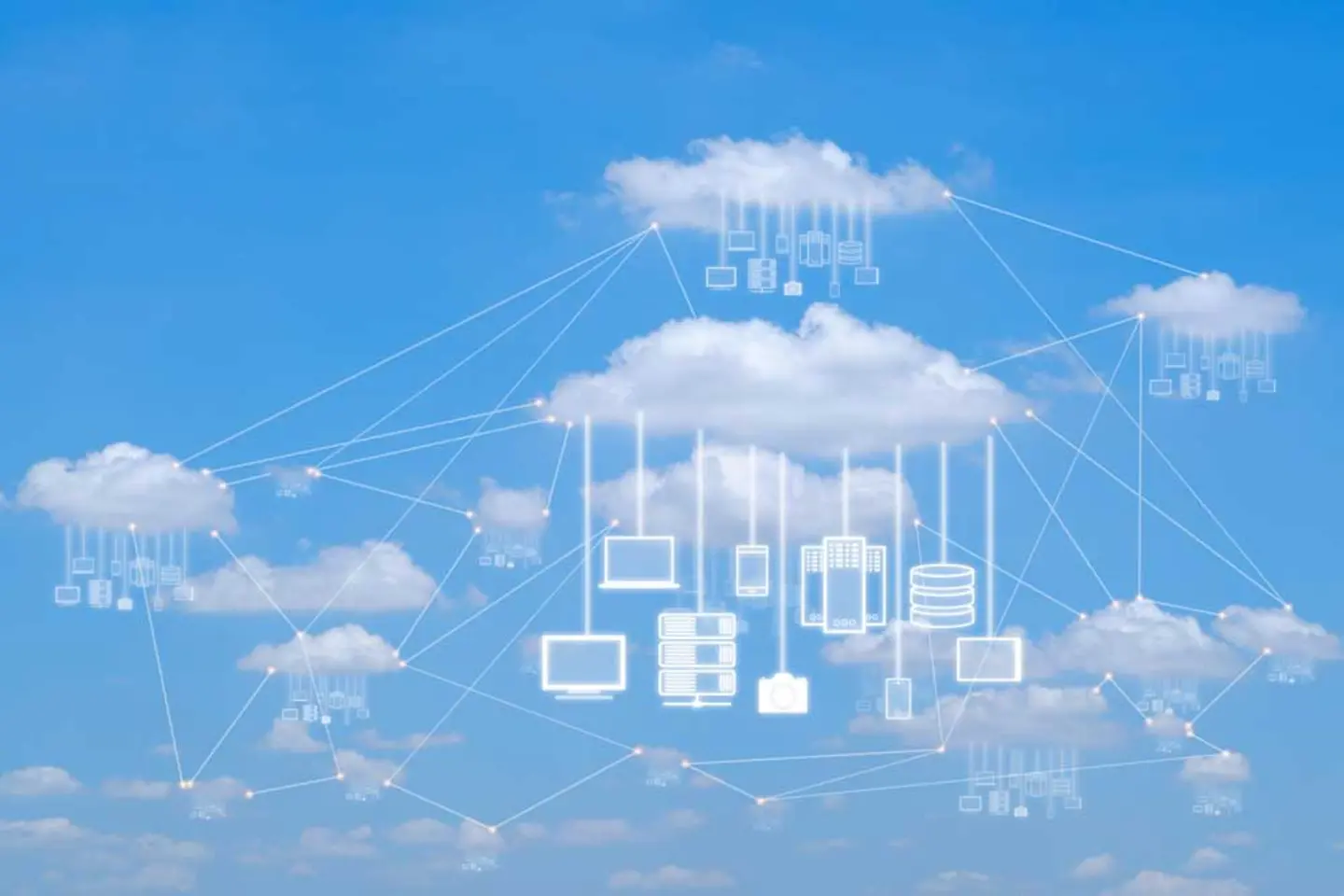 Interconnected clouds that spread out work resources and processes 