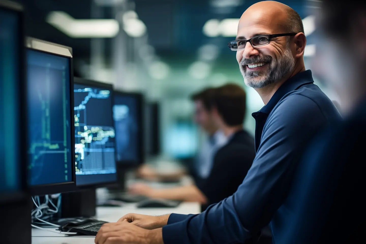 Programmierer, der mit Computern arbeitet