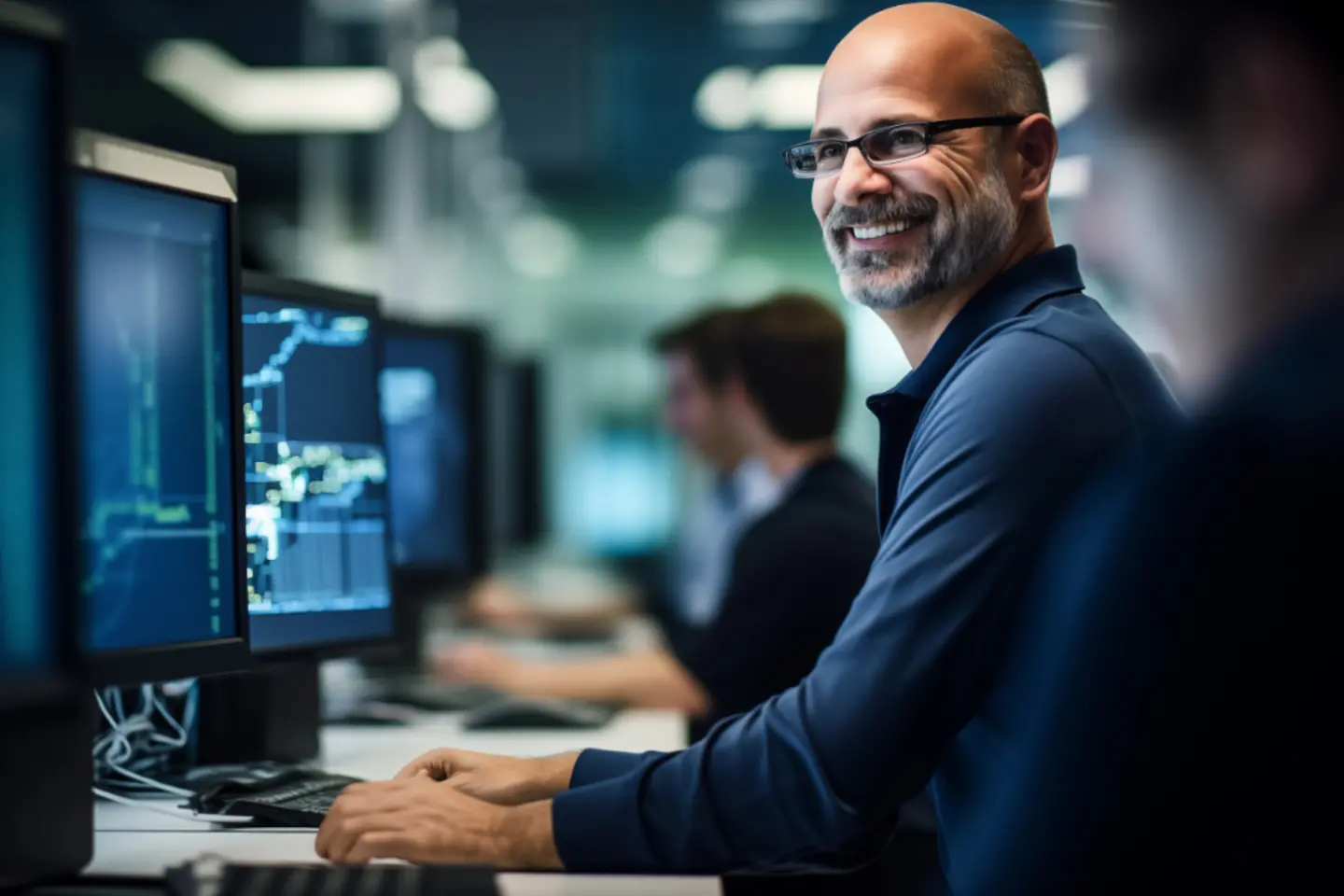 Programador trabajando en un software de ciberseguridad